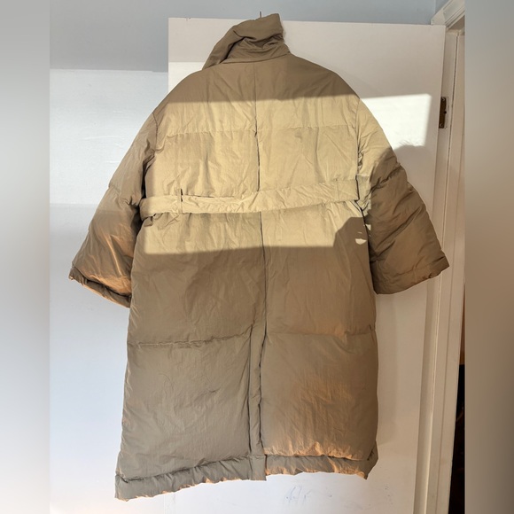 Nap Tan Down Puffer Trench Coat, Size S - Picture 5 of 5